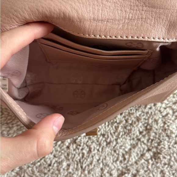 Tory Burch Classic Pink/Gold Leather Mini Kira Crossbody Bag - Picture 7 of 11